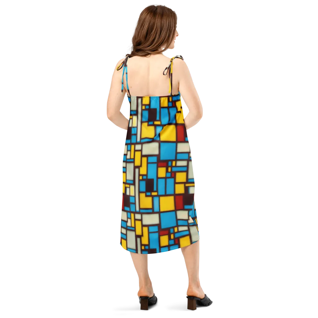 Burgundy Bauhaus on Slip Dress — Back