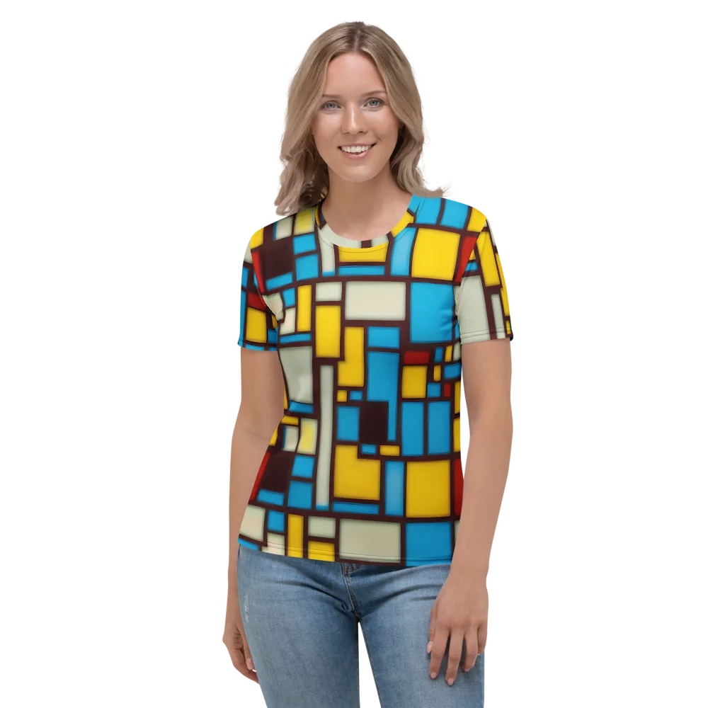 Burgundy Bauhaus on Women's Crew Neck T-Shirt — Front