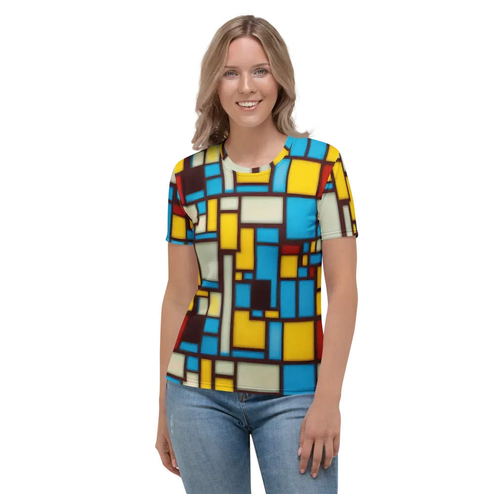 Burgundy Bauhaus on Women's Crew Neck T-Shirt — Front