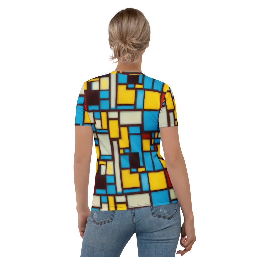 Burgundy Bauhaus on Women's Crew Neck T-Shirt — Back