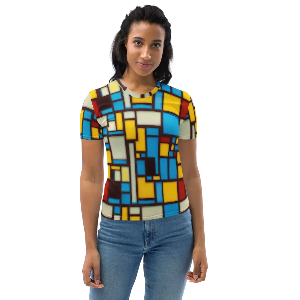 Burgundy Bauhaus on Women's Crew Neck T-Shirt — Front