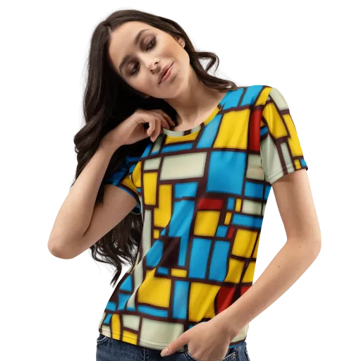Burgundy Bauhaus on a Women's Crew Neck T-Shirt
