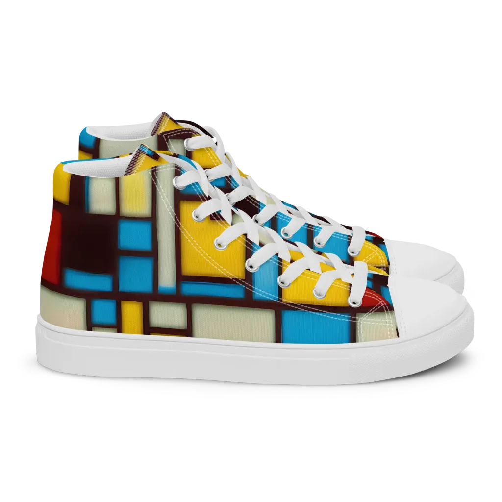 Burgundy Bauhaus on Women's High Top Canvas Shoes — Right