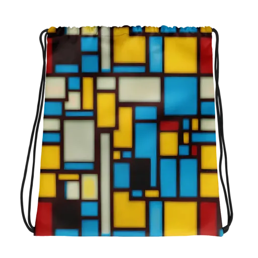 Burgundy Bauhaus on a Drawstring Bag