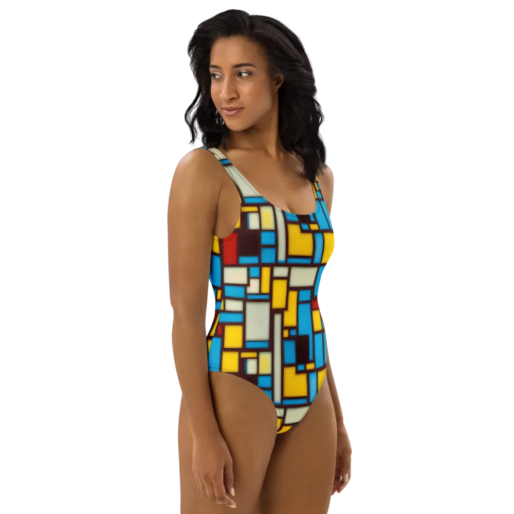 Burgundy Bauhaus on One-Piece Swimsuit — Right