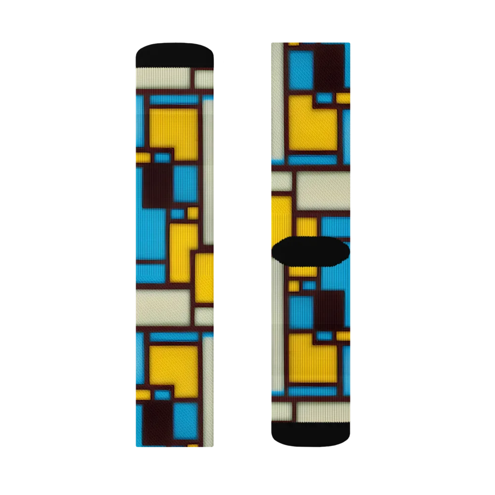Burgundy Bauhaus on Socks — Left Sock