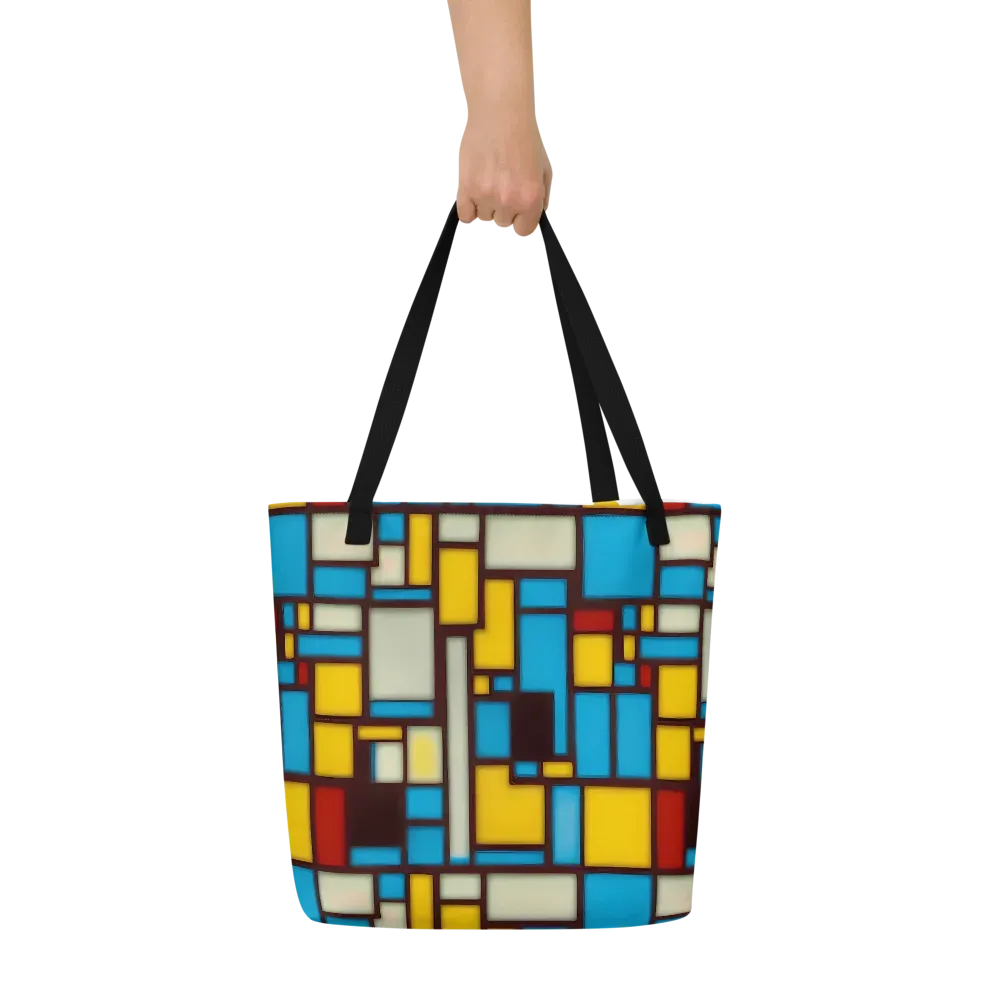 Burgundy Bauhaus on Large Tote Bag W/ Pocket — Front