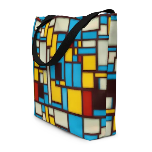 Burgundy Bauhaus on a Large Tote Bag W/ Pocket
