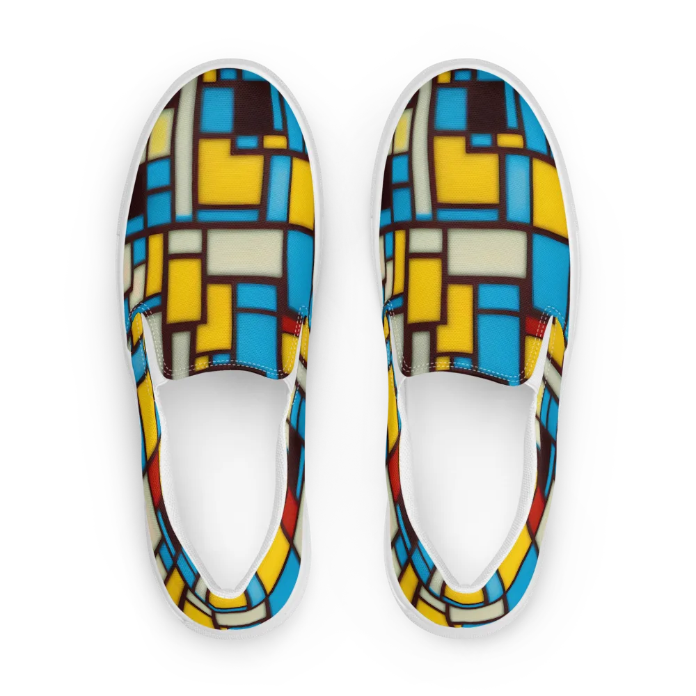 Burgundy Bauhaus on Women's Slip-On Canvas Shoes — Front