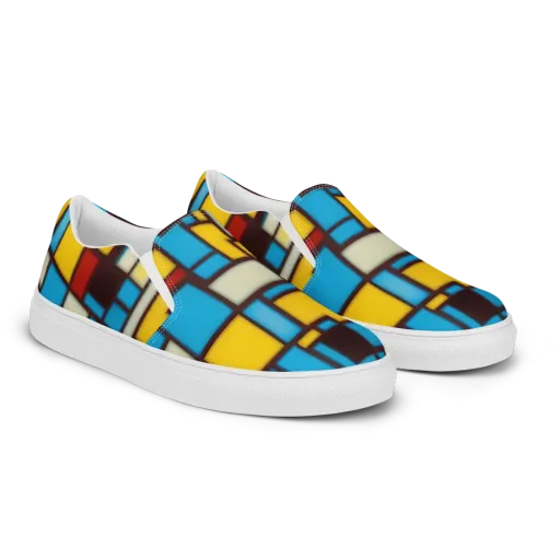 Burgundy Bauhaus on a Women's Slip-On Canvas Shoes