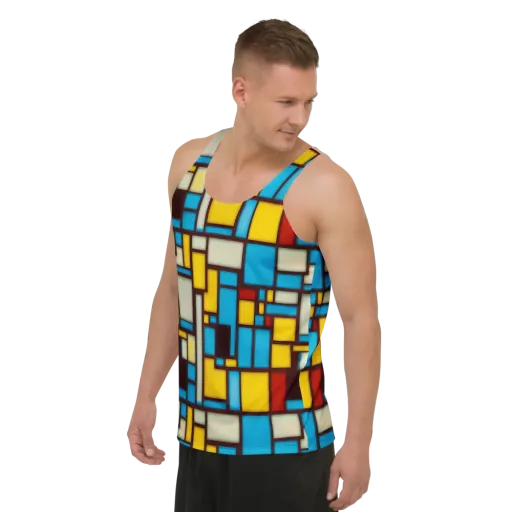 Burgundy Bauhaus on a Men's Tank Top