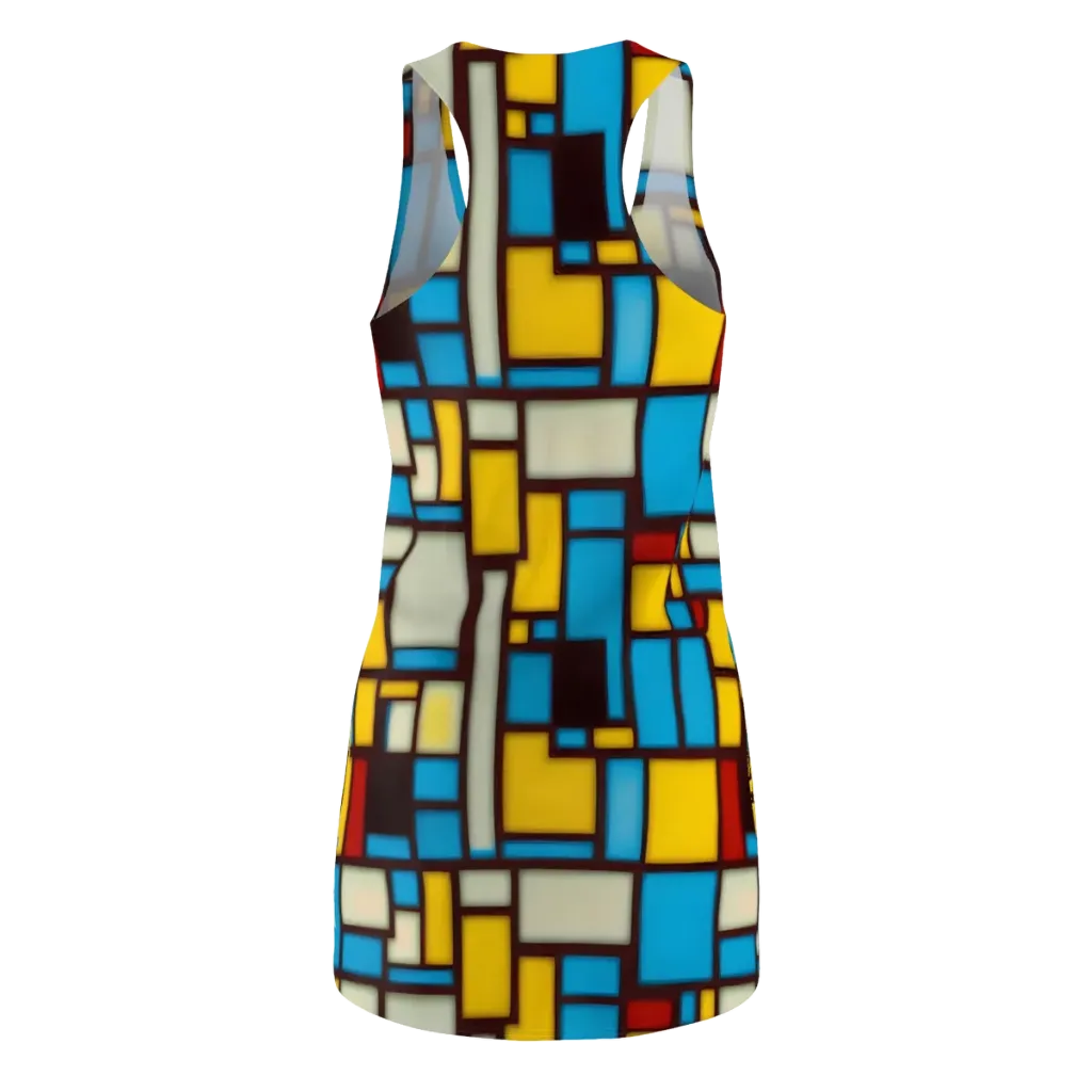 Burgundy Bauhaus on Racerback Dress — Back