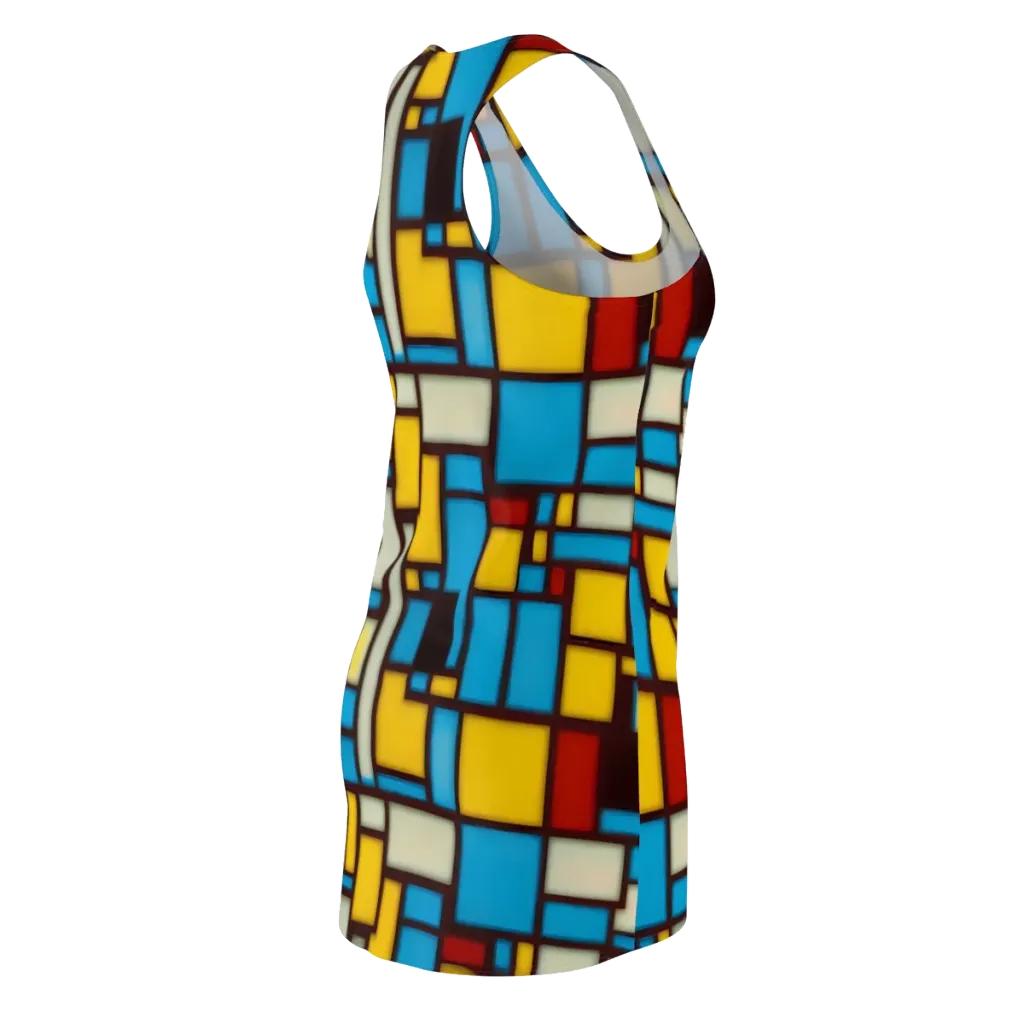 Burgundy Bauhaus on Racerback Dress — Back Side