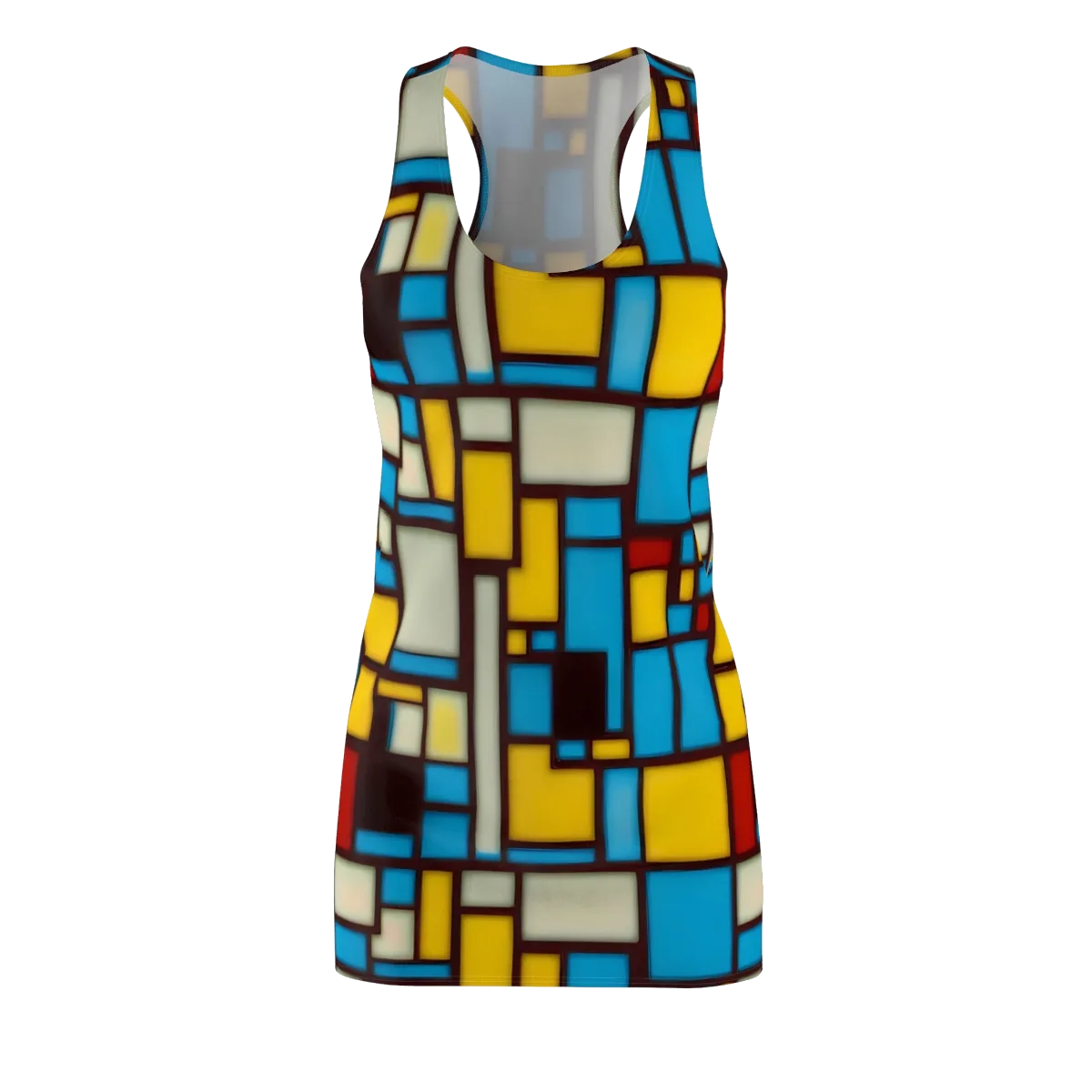 Burgundy Bauhaus on Racerback Dress — Front