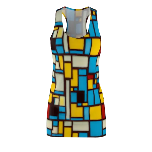 Burgundy Bauhaus on a Racerback Dress