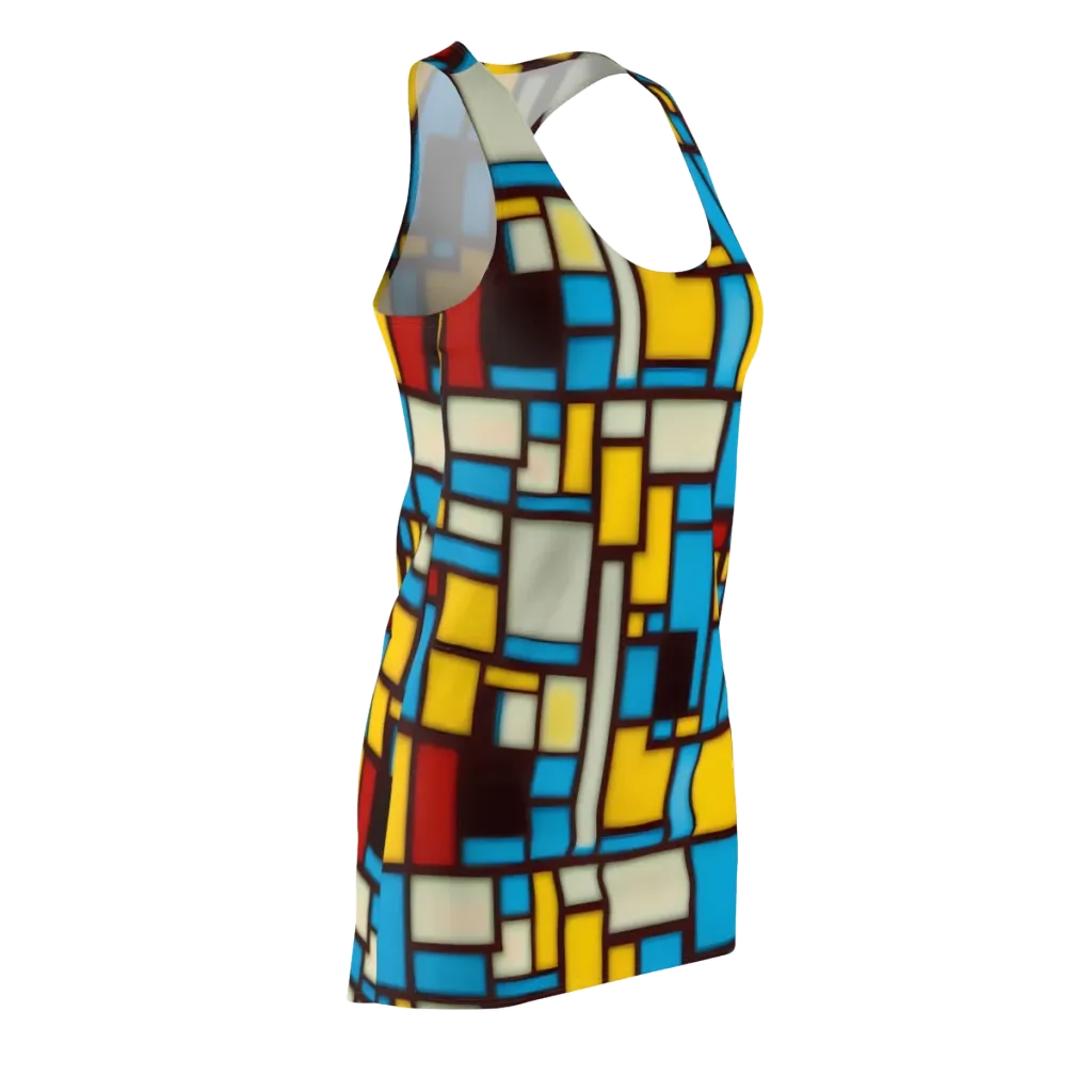 Burgundy Bauhaus on Racerback Dress — Front Side