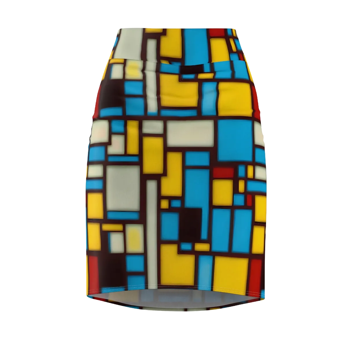 Burgundy Bauhaus on Pencil Skirt — Front