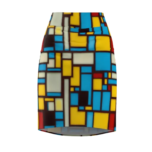 Burgundy Bauhaus on a Pencil Skirt