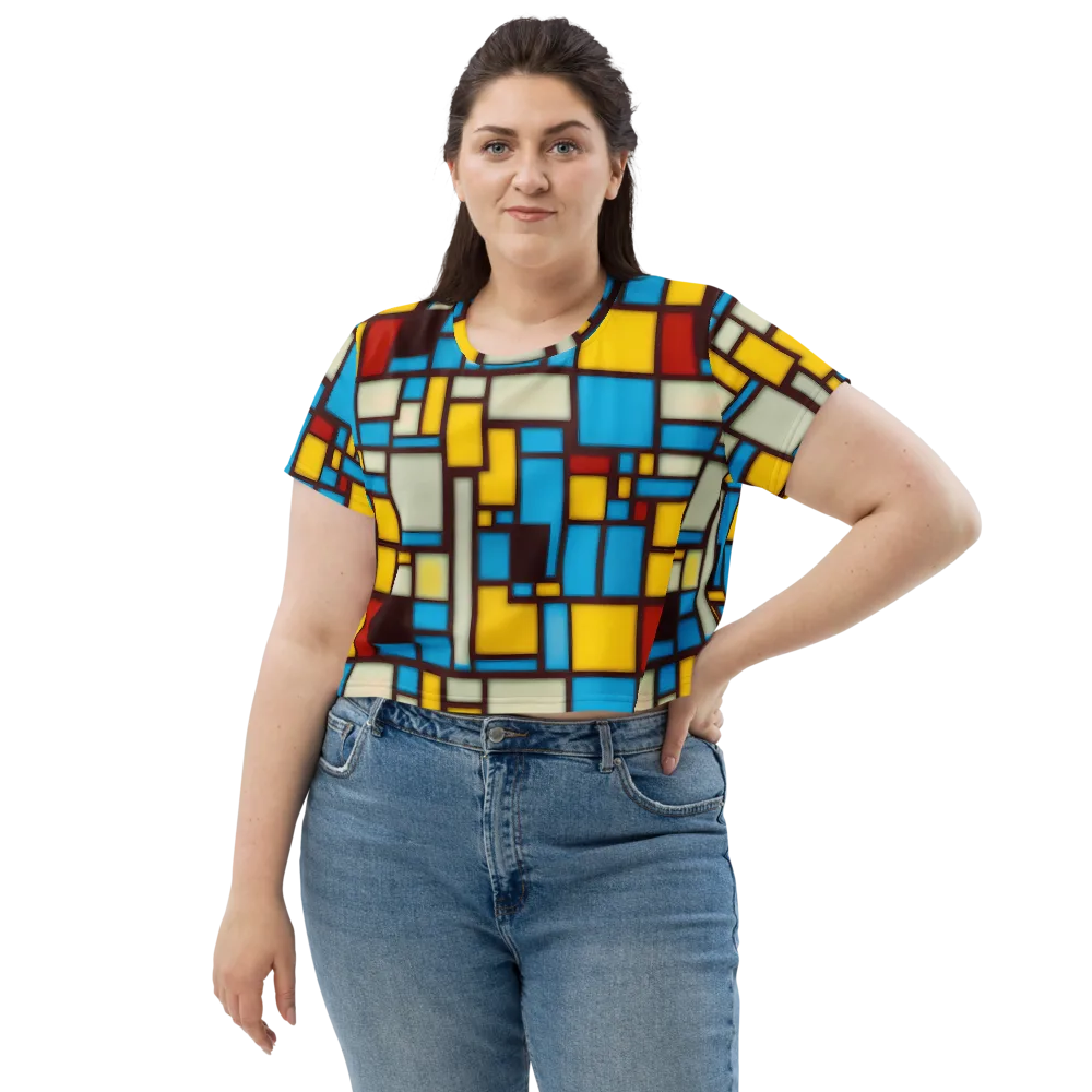 Burgundy Bauhaus on Crop Tee — Front