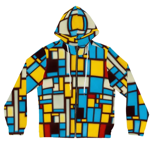 Burgundy Bauhaus on a Women's Full-Zip Hoodie