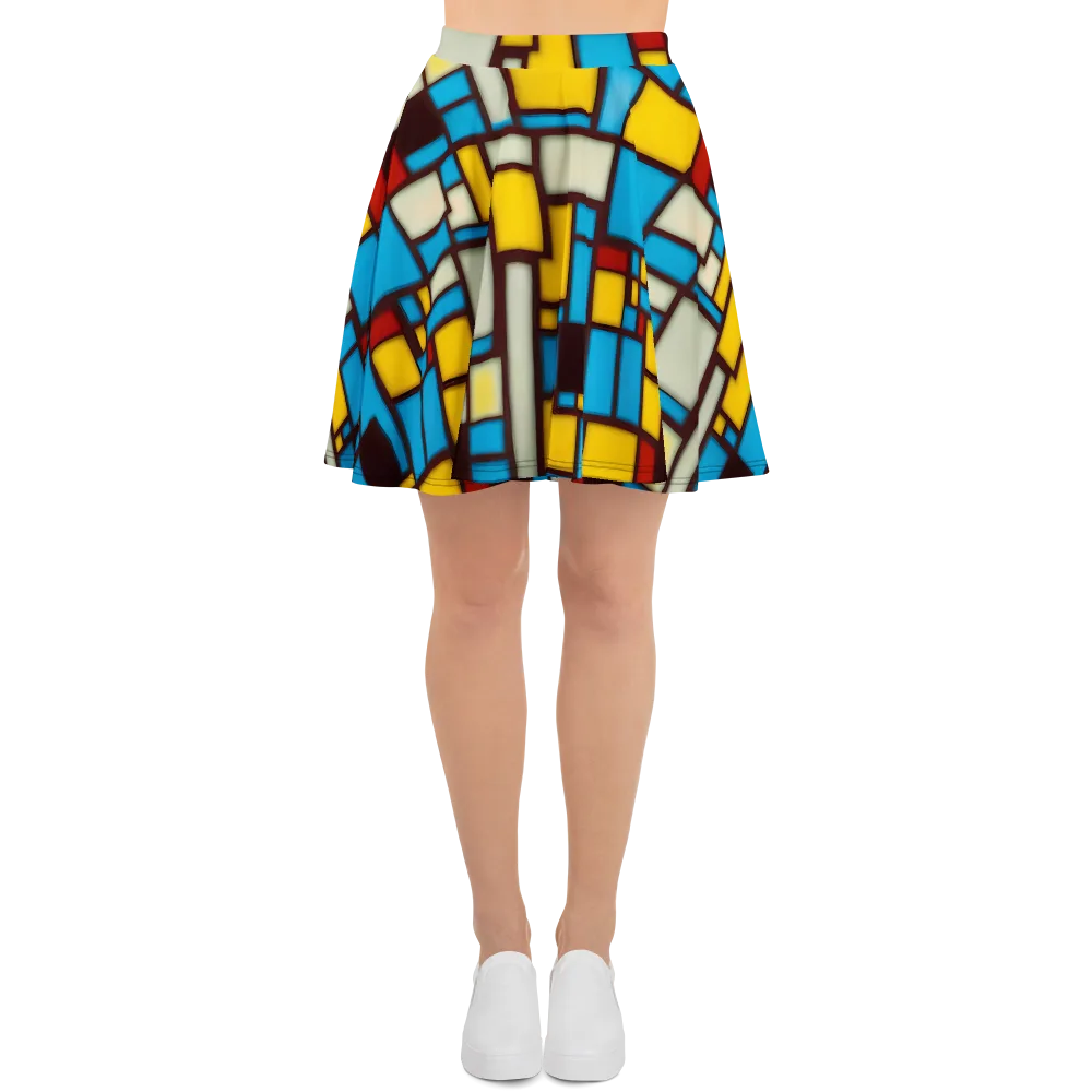 Burgundy Bauhaus on Skater Skirt — Front