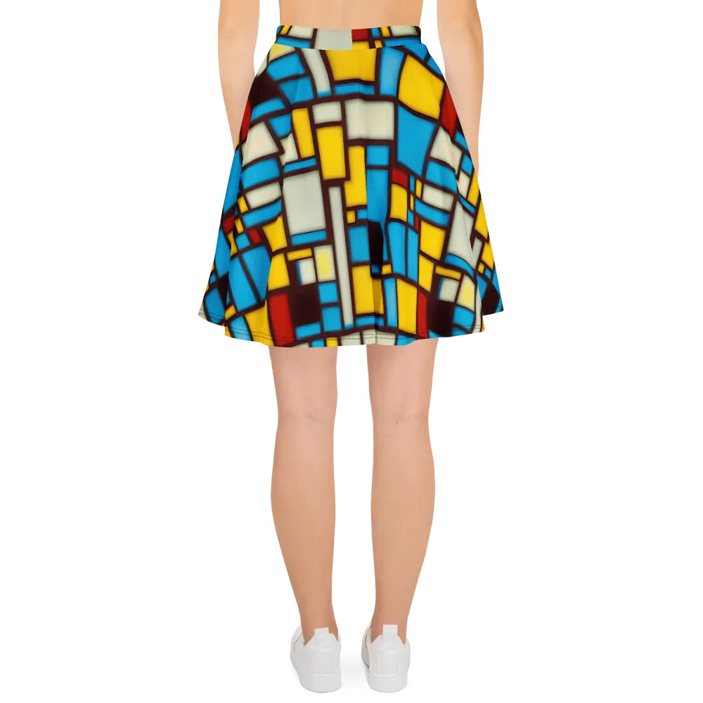 Burgundy Bauhaus on Skater Skirt — Back