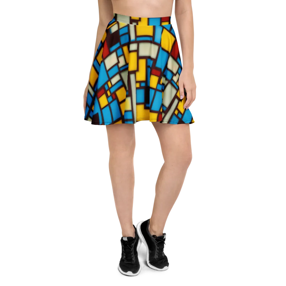 Burgundy Bauhaus on Skater Skirt — Front