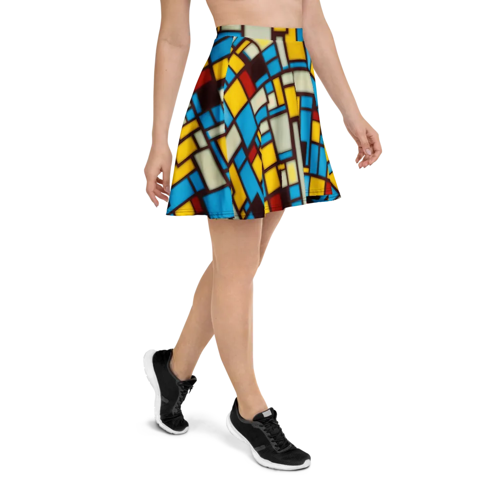 Burgundy Bauhaus on Skater Skirt — Right