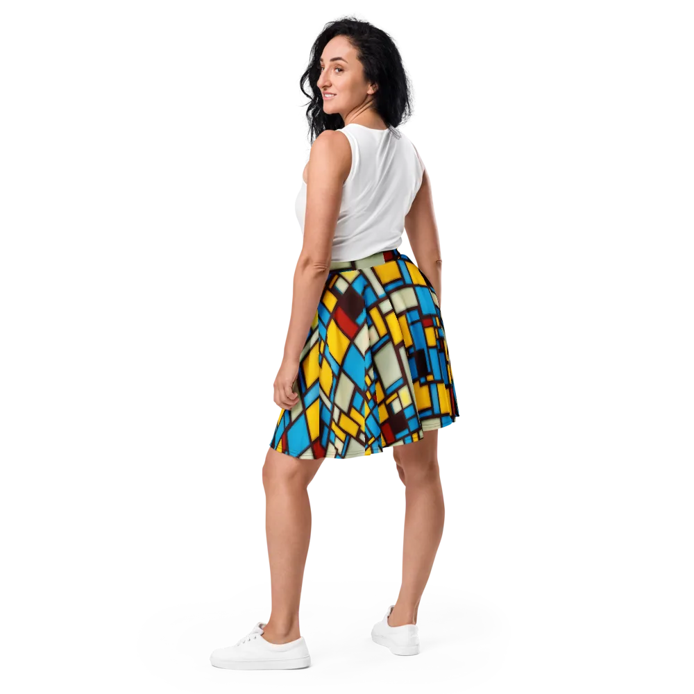 Burgundy Bauhaus on Skater Skirt — Back