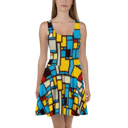 Burgundy Bauhaus on a Skater Dress
