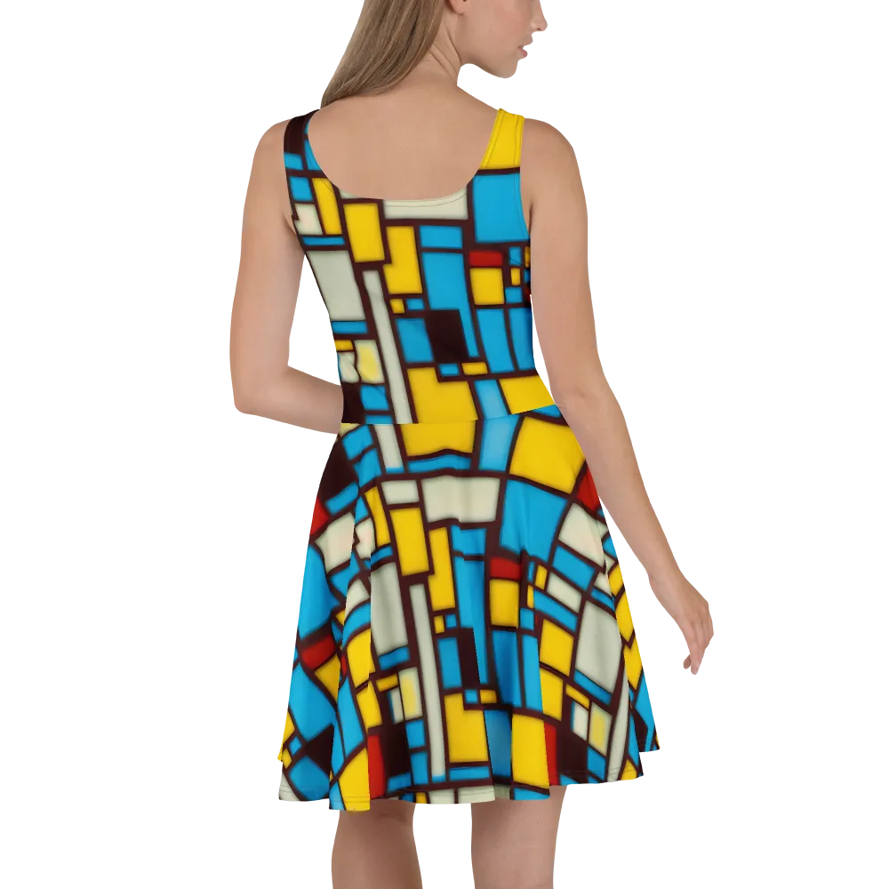 Burgundy Bauhaus on Skater Dress — Back