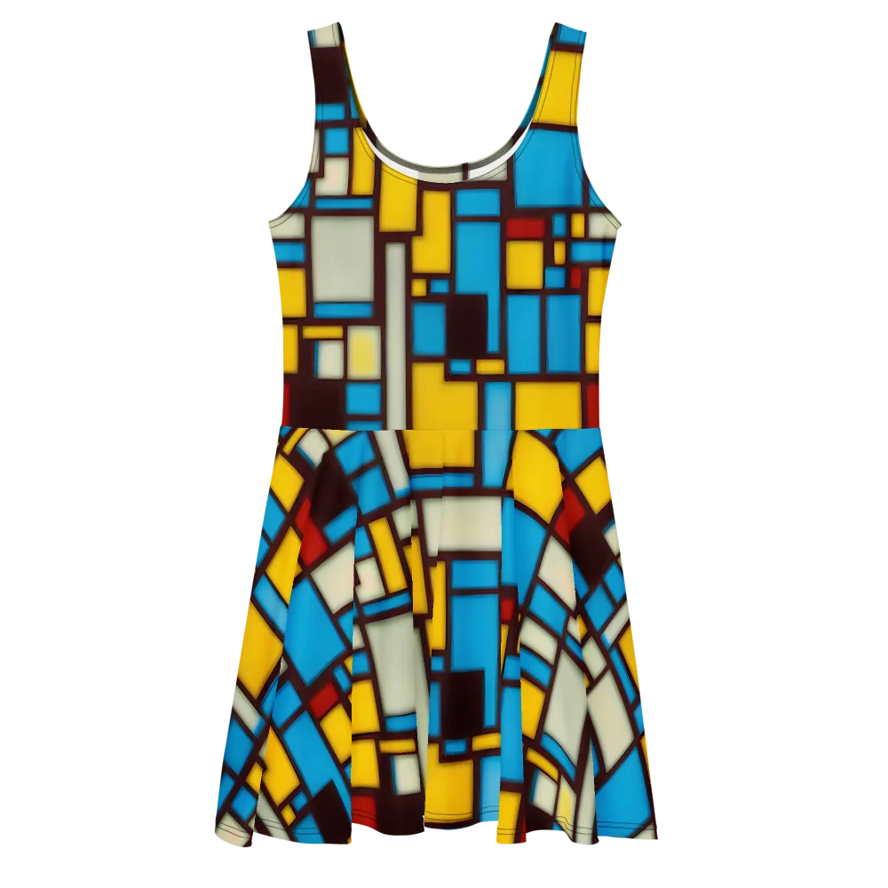 Burgundy Bauhaus on Skater Dress — Front