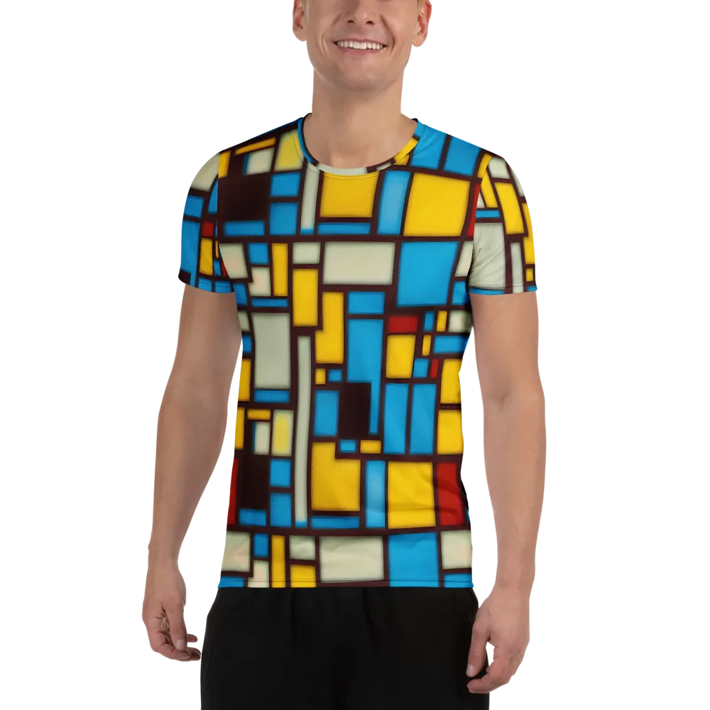 Burgundy Bauhaus on Men's Athletic T-Shirt — Front
