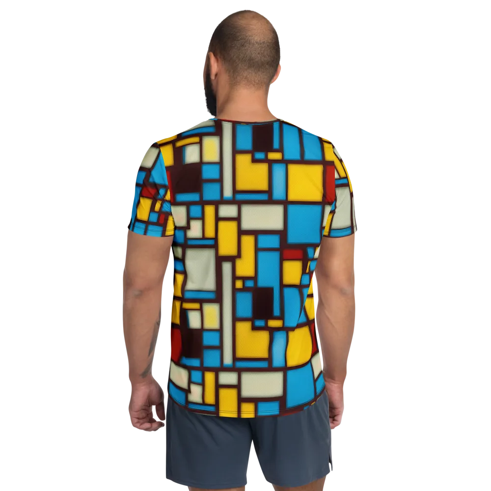 Burgundy Bauhaus on Men's Athletic T-Shirt — Back
