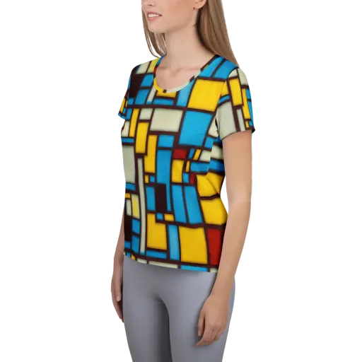Burgundy Bauhaus on a Women's Athletic T-Shirt