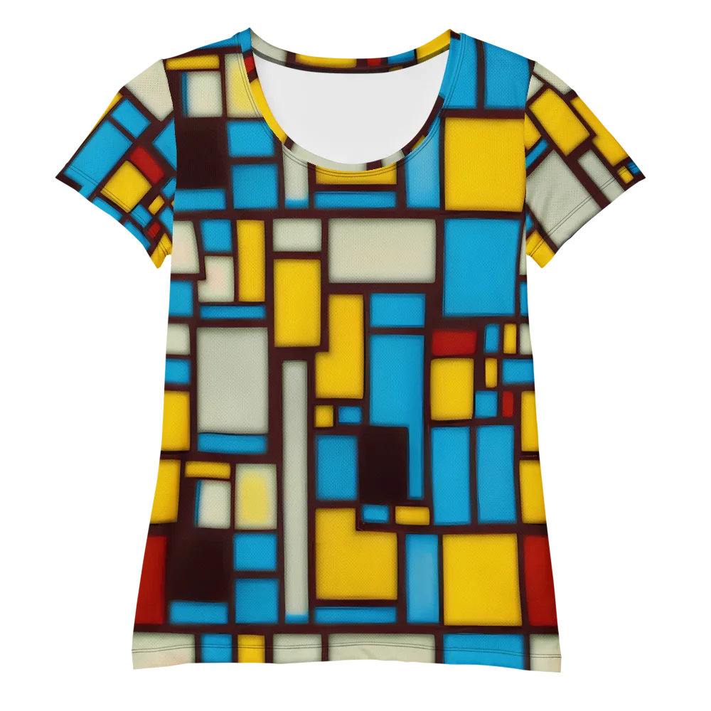 Burgundy Bauhaus on Women's Athletic T-Shirt — Front