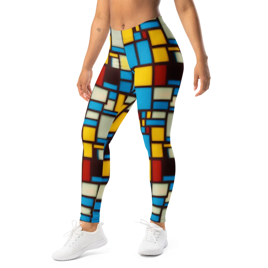 Burgundy Bauhaus on Leggings — Left Front