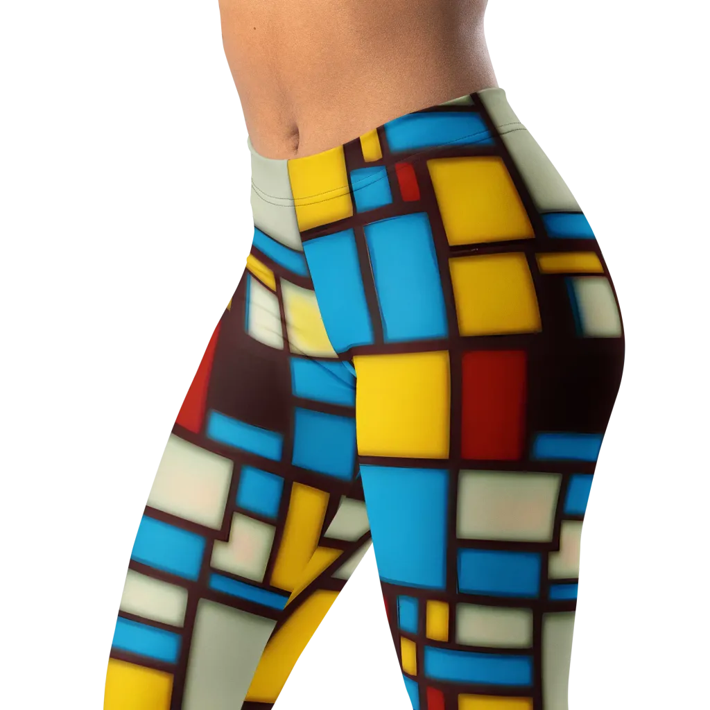 Burgundy Bauhaus on Leggings — Left Front