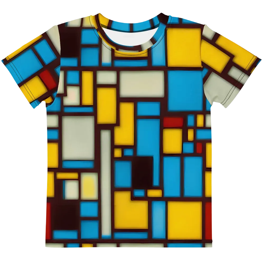 Burgundy Bauhaus on Kids Crew Neck T-Shirt — Front