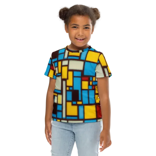 Burgundy Bauhaus on a Kids Crew Neck T-Shirt