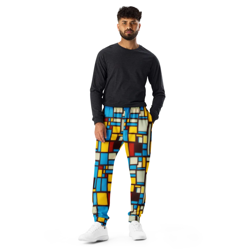 Burgundy Bauhaus on Men's Joggers — Front