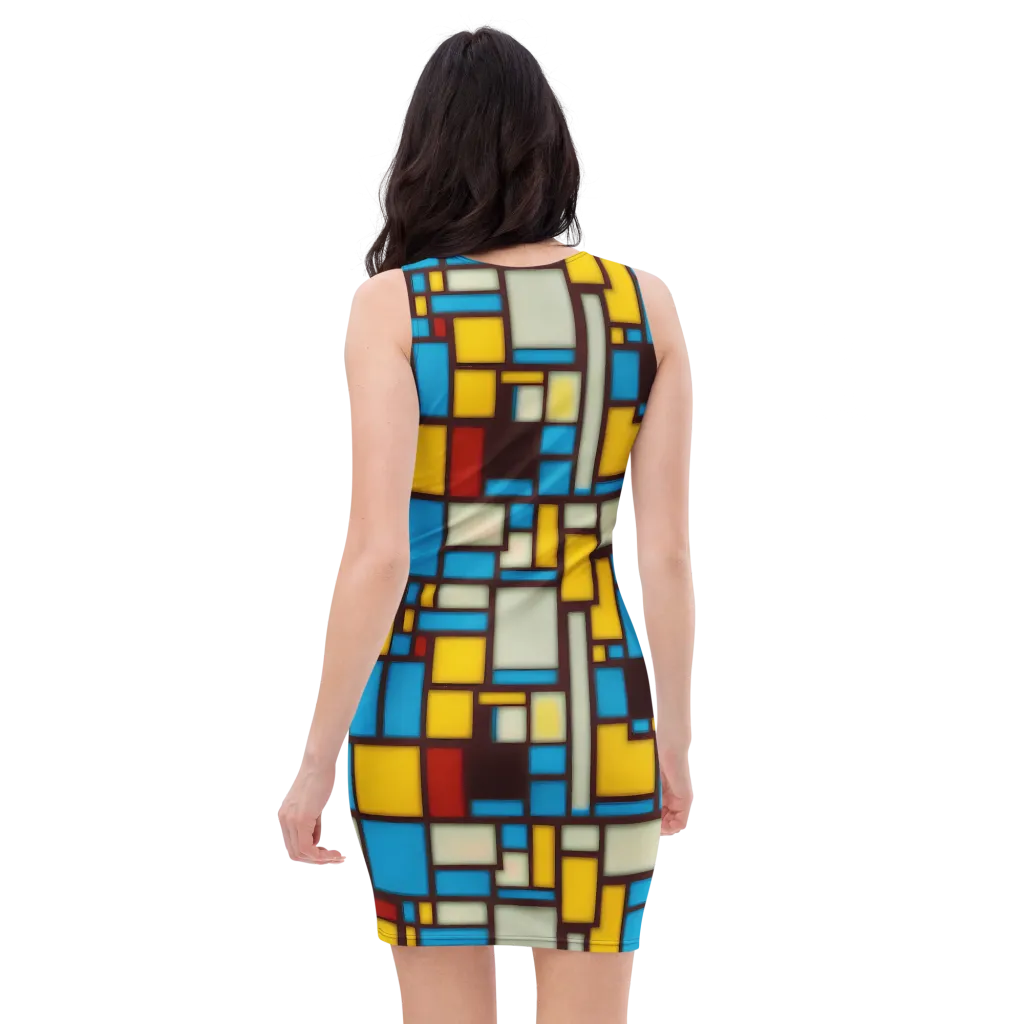 Burgundy Bauhaus on Bodycon Dress — Back