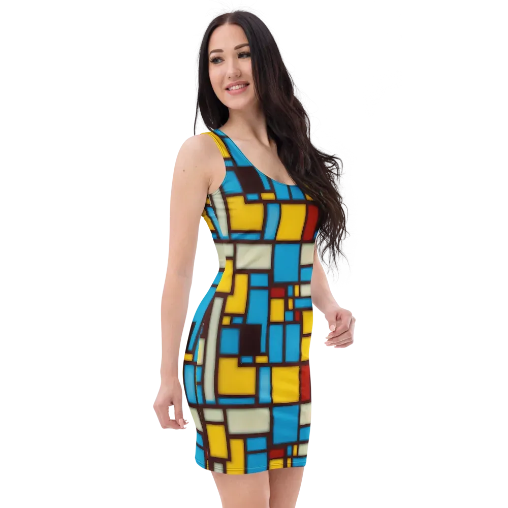 Burgundy Bauhaus on Bodycon Dress — Right Front