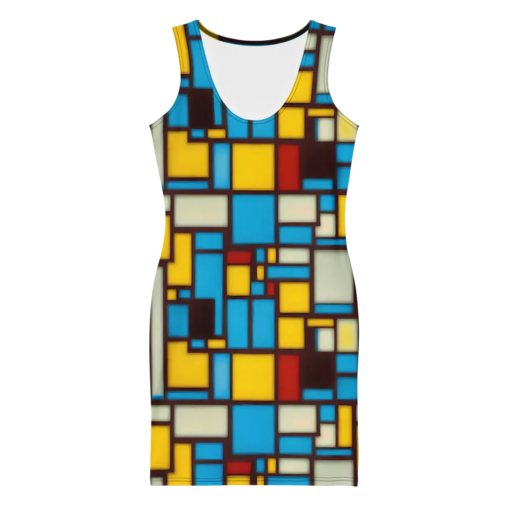 Burgundy Bauhaus on Bodycon Dress — Front