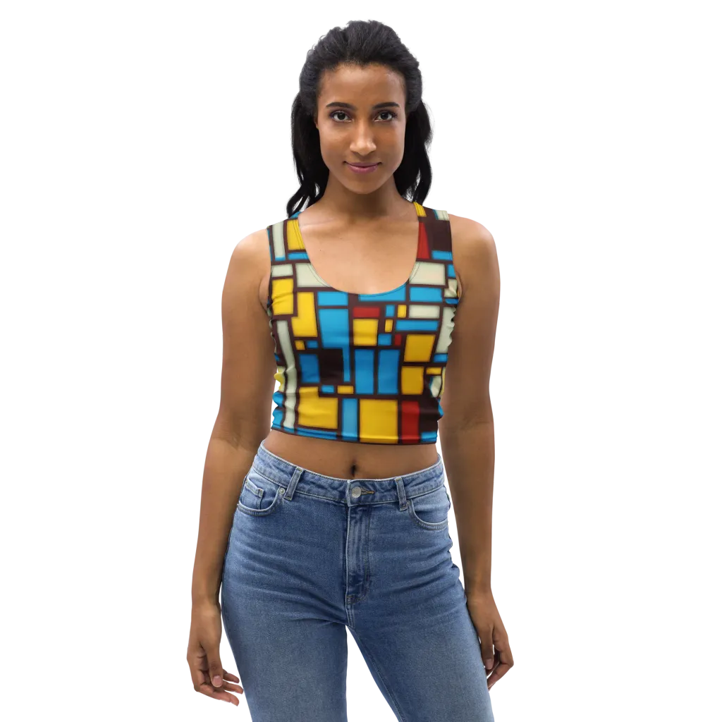 Burgundy Bauhaus on Crop Top — Front