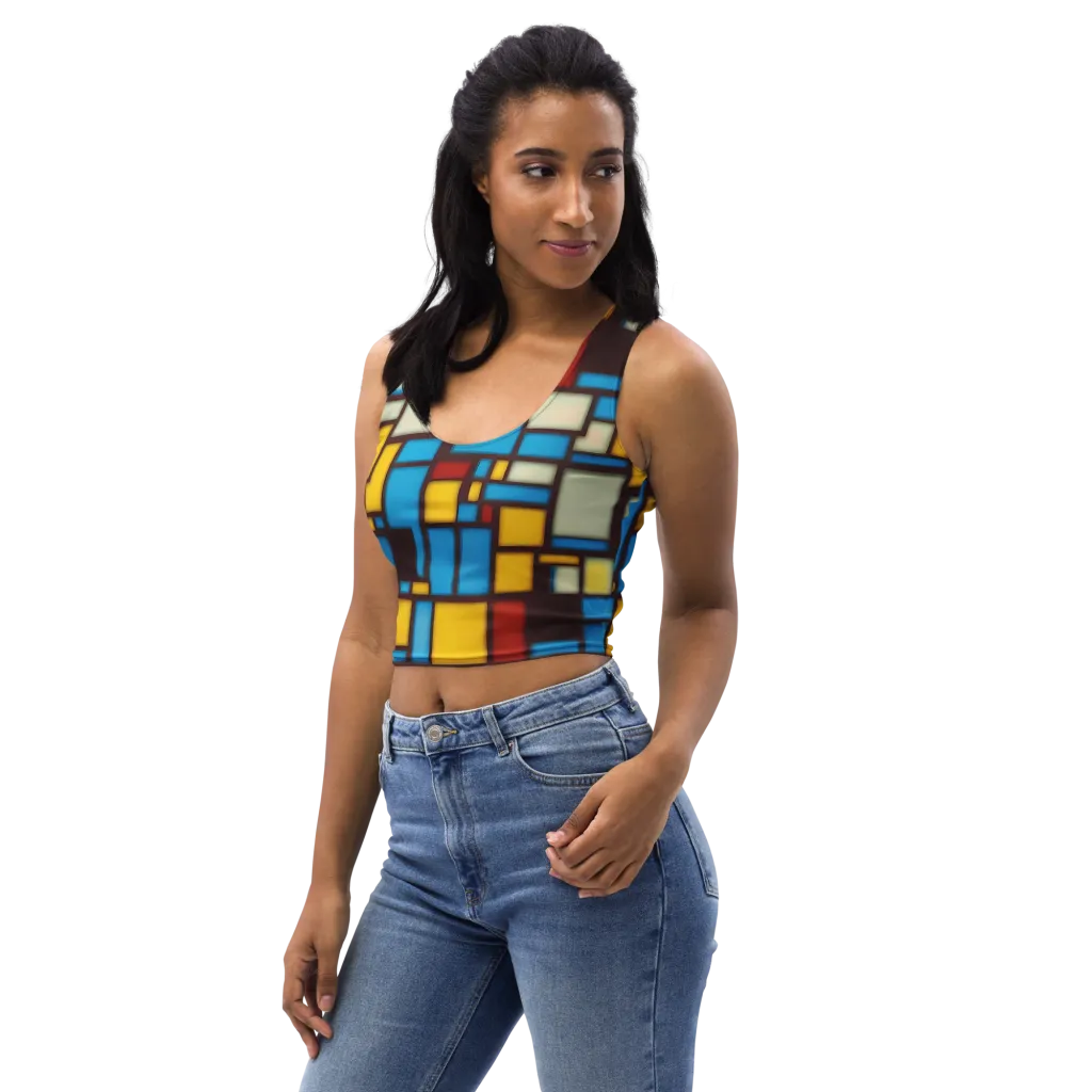 Burgundy Bauhaus on Crop Top — Left Front