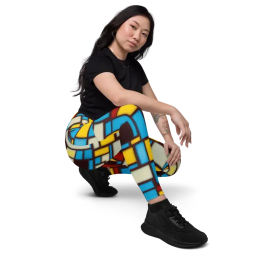 Burgundy Bauhaus on a Leggings with Pockets