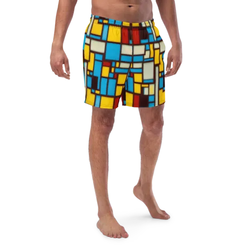 Burgundy Bauhaus on a Swim Trunks