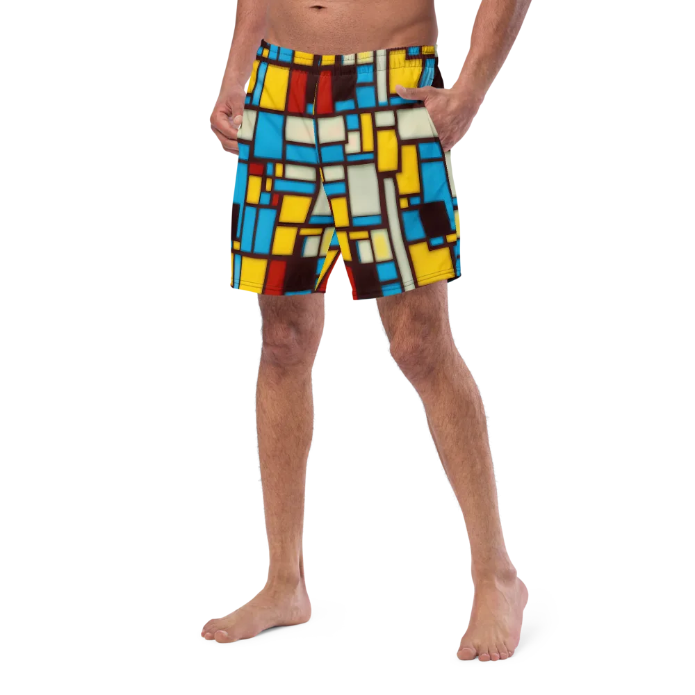 Burgundy Bauhaus on Swim Trunks — Left Front
