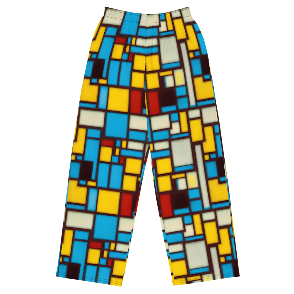 Burgundy Bauhaus on Wide-Leg Pants — Front